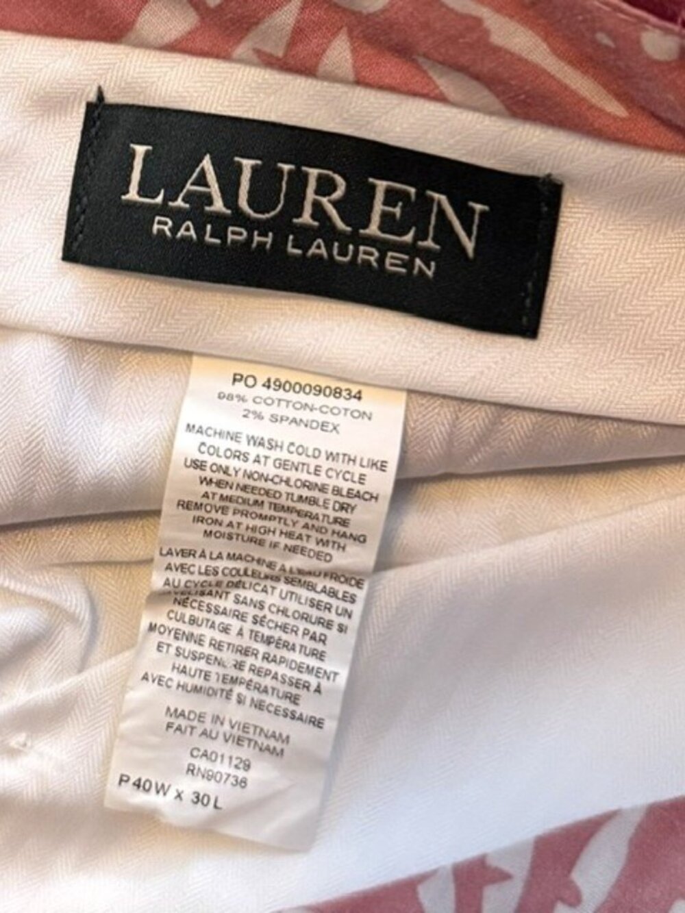 NWT Lauren Ralph Lauren Norfolk Chino Pants Mulberry 40W x 30L - Picture 4 of 11